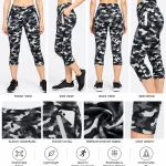 Women’s Camouflage Athleisure Capri Leggings with Zip Pockets