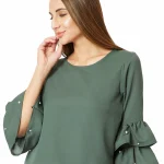 Miss Chase Women's Green Ruffled Top