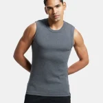Jockey Super Combed Cotton Rib Solid Round Neck Muscle Vest – Charcoal Melange