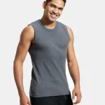 Jockey Super Combed Cotton Rib Solid Round Neck Muscle Vest – Charcoal Melange