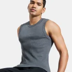 Jockey Super Combed Cotton Rib Solid Round Neck Muscle Vest – Charcoal Melange