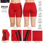 Lovable Sport Dojo Striped Sports Shorts for Women – Red