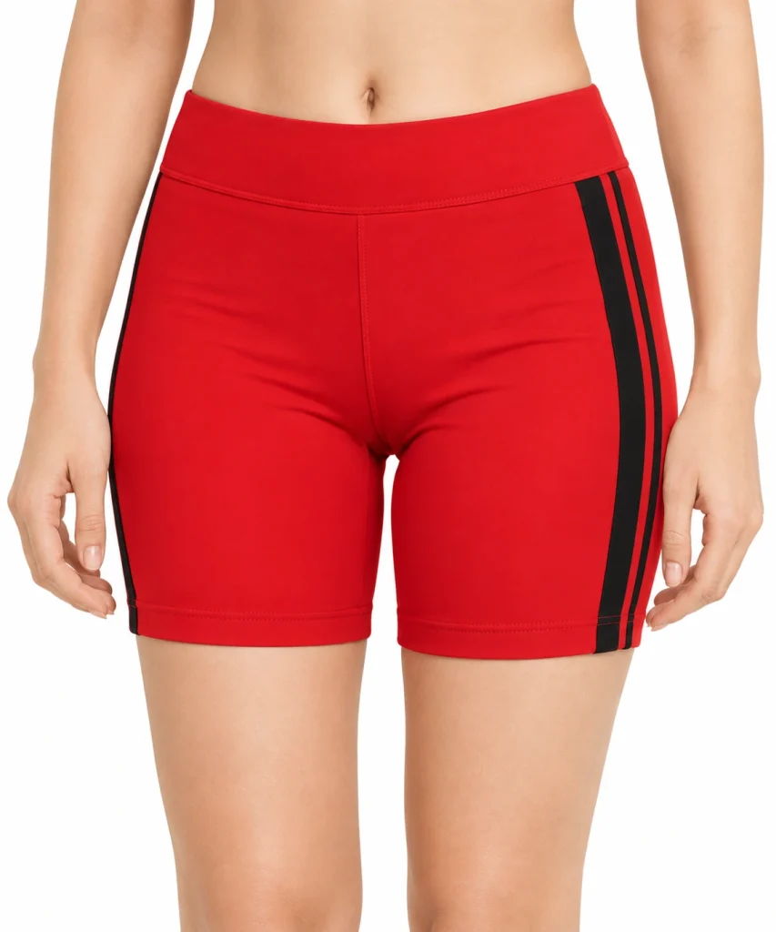 Lovable Sport Dojo Striped Sports Shorts for Women – Red
