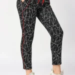 Lovable Women Black Printed Track Pants & Joggers – Neo Classic Track(Medium)