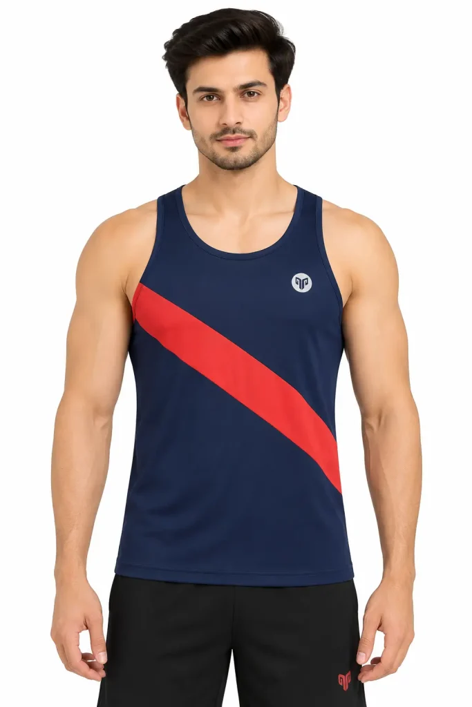 2GO Men's Sports Vest – Dare Navy with Red Stripe