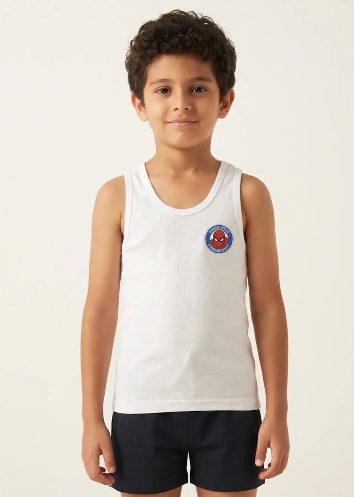 Sporto Marvel Boys White Cotton | Sleeveless Round Neck Vest - Pack of 2