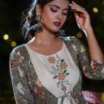 Rangmayee Rayon Embroidered Work Calf Length A-Line Kurti for Women (Dark Sea Green_Medium)