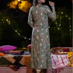 Rangmayee Rayon Embroidered Work Calf Length A-Line Kurti for Women (Dark Sea Green_Medium)