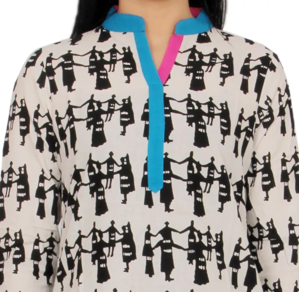 Astitva Women Printed V-neck Calf Length Kurta (Medium)