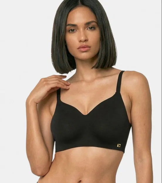 Enamor A027 Ultra-Smooth T-Shirt Black Bra – Full Coverage