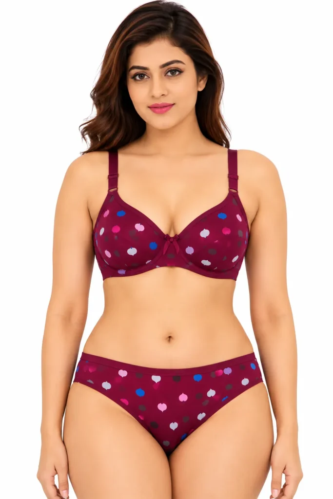Desire Mamta Set Heart Print Bra and Panty - Bridal Wear