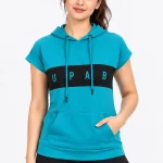 Women’s Teal Boxer Hoodie Top with Front Pocket