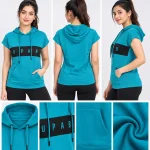 Women’s Teal Boxer Hoodie Top with Front Pocket