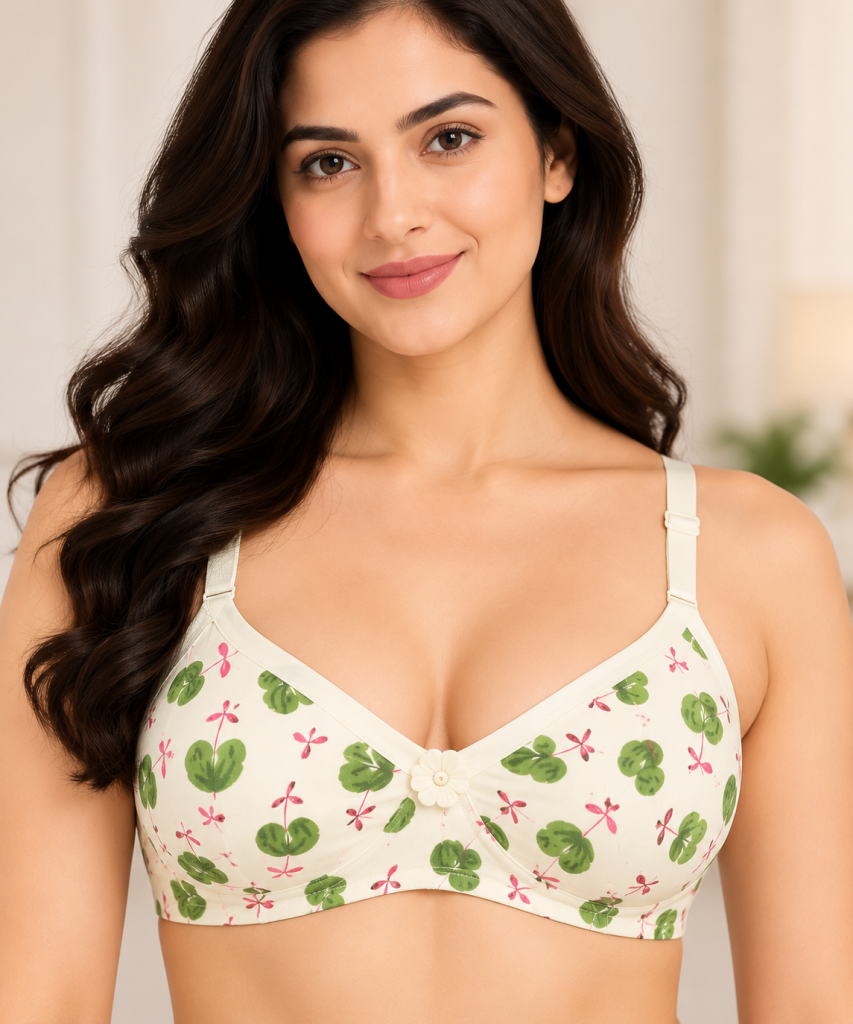 Desire Women's Green Floral Print Bra Combo – Pack of 2