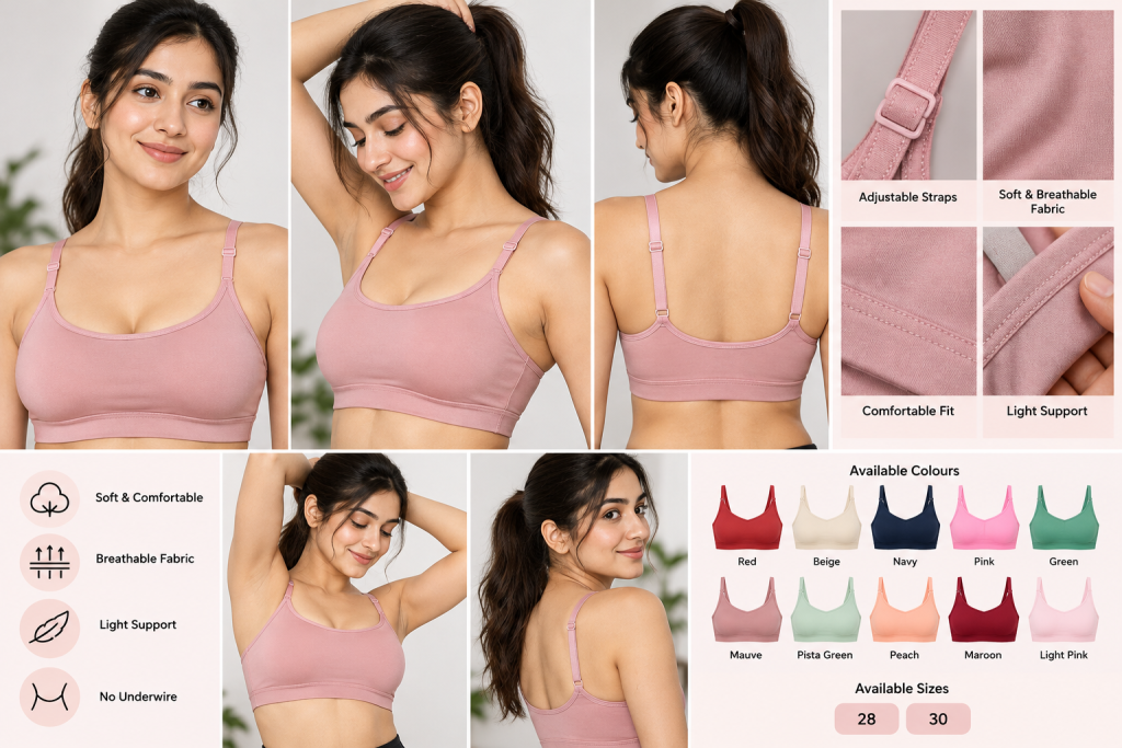 Desire Women's Sports Bra – Adjustable Strap Comfort Bra pack of 6