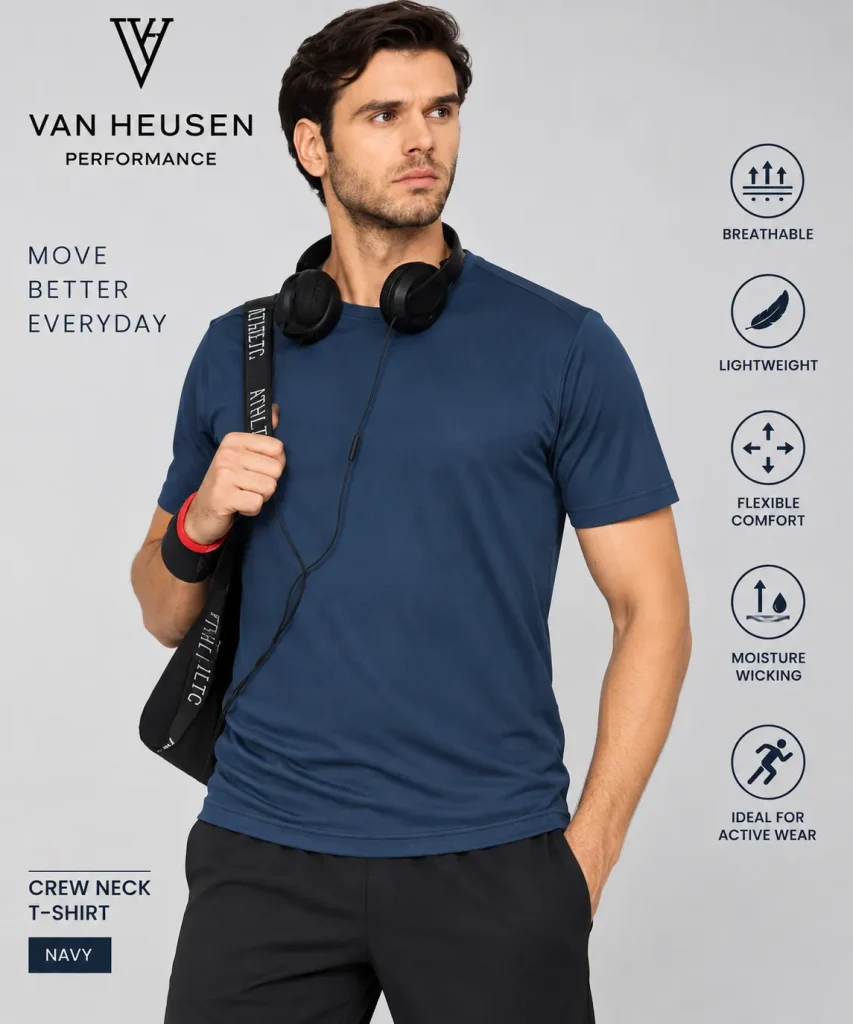 Van Heusen Men’s Performance Crew Neck T-Shirt-M