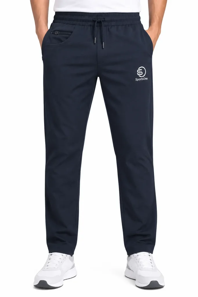 SportsOne Men’s Navy Track Pant with Zipper Pocket