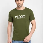 Rodamo Solid Cotton Lounge T-Shirts – Olive Green, Slim Fit