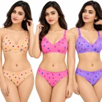 A.V. Desire Mamta Set Women's Bra and Panty Combo Pack of 3 Sets