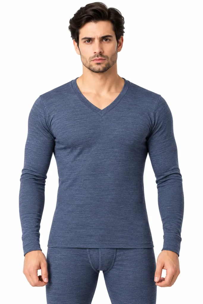 Macroman Wonder Thermal M1063 V-Neck Full Sleeve – Denim Melange