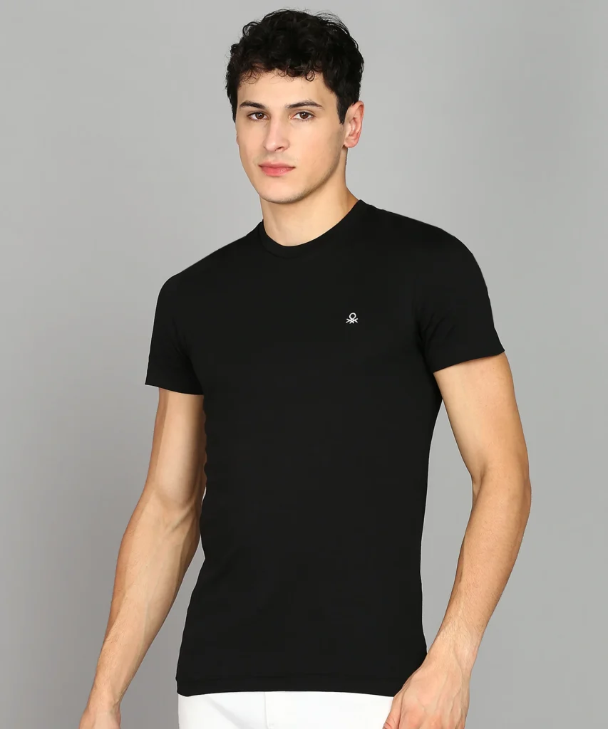 Benetton Men’s Round Neck T-Shirt 666DI – Black