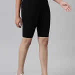 AMUL COMFY Women's Plain Black Cotton Cycling Shorts