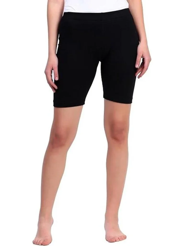 AMUL COMFY Women's Plain Black Cotton Cycling Shorts
